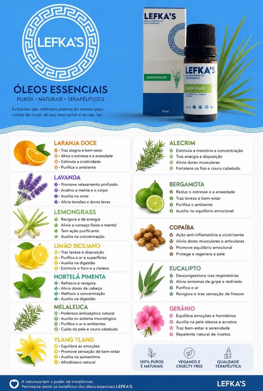 Benefícios dos óleos LEFKA'S